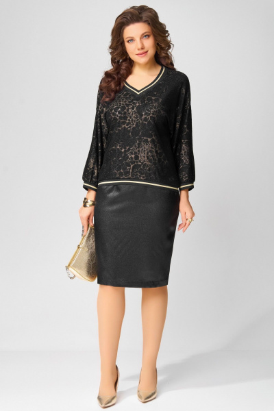 Джемпер, юбка Fita 3152 черно-золотистый - фото 1