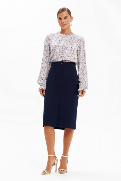 Блуза Nelva 23482 серо-синий принт - фото 5