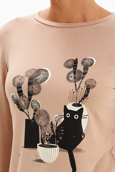 Лонгслив Nelva 23490 бежевый - фото 2