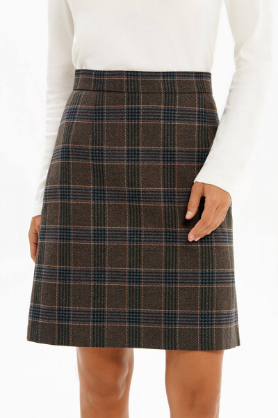 Юбка Nelva 4925 коричнево-зеленая клетка - фото 3