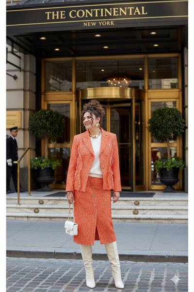 Жакет, юбка Vittoria Queen 26593 оранжевый - фото 2