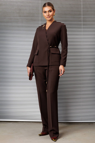 Брюки, жакет Мода Юрс 25-2939 коричневый - фото 1