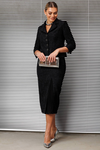 Жакет, юбка Мода Юрс 25-2937 черный - фото 2