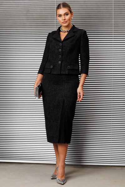 Жакет, юбка Мода Юрс 25-2937 черный - фото 1