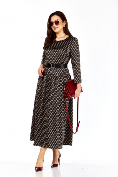 Платье Taita plus 2526/2 т.шоколад + беж - фото 4