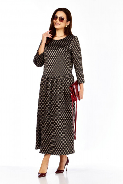 Платье Taita plus 2526/3 т.шоколад + беж - фото 4