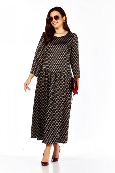 Платье Taita plus 2526/3 т.шоколад + беж - фото 3