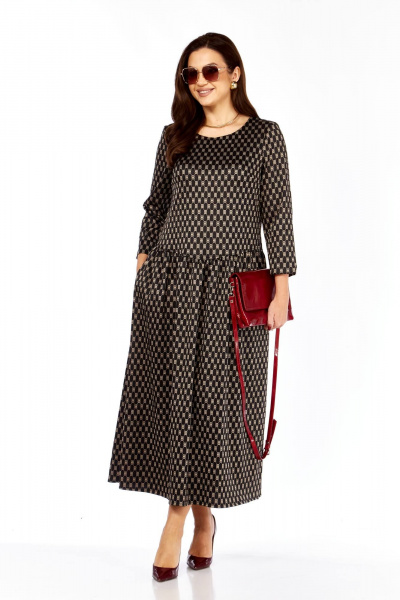 Платье Taita plus 2526/3 т.шоколад + беж - фото 2