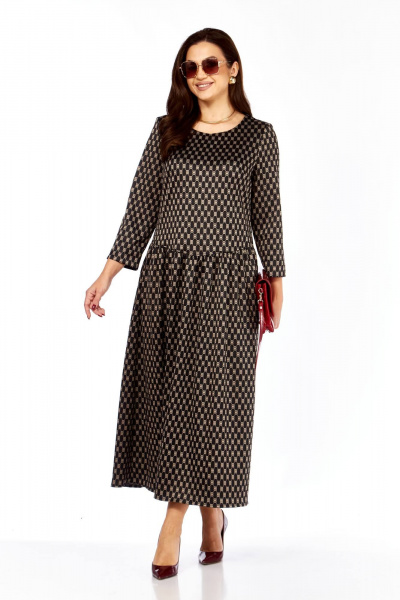 Платье Taita plus 2526/3 т.шоколад + беж - фото 1