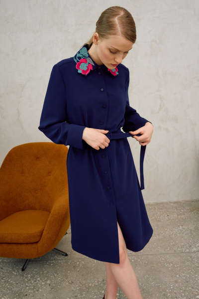 Платье, пояс Lokka 1712 синий - фото 6