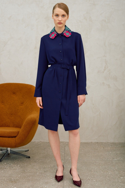 Платье, пояс Lokka 1712 синий - фото 1