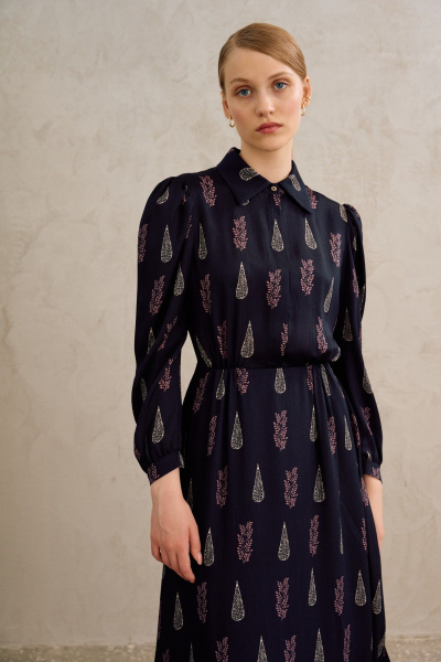 Платье, пояс Lokka 1715 темно-синий/мультиколор - фото 2