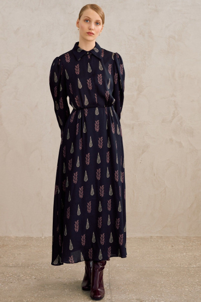 Платье, пояс Lokka 1715 темно-синий/мультиколор - фото 1