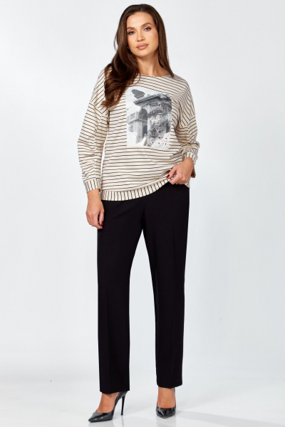 Брюки, туника Мишель стиль 1320 кремово-черный - фото 9