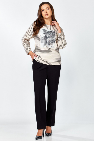 Брюки, туника Мишель стиль 1320 кремово-черный - фото 1