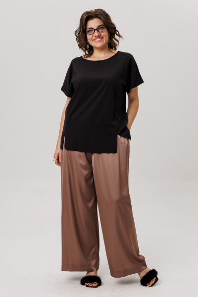 Топ Anelli 1576 черный кофе - фото 9