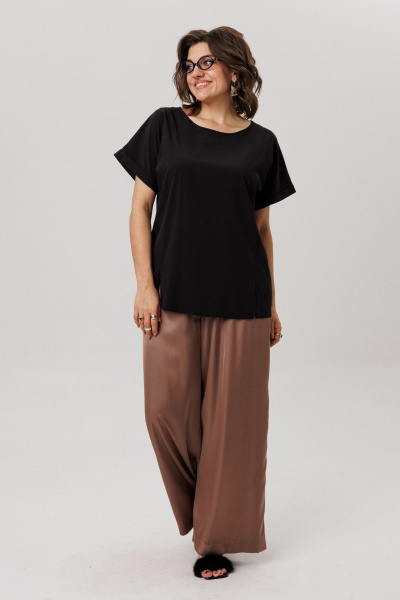 Топ Anelli 1576 черный кофе - фото 8