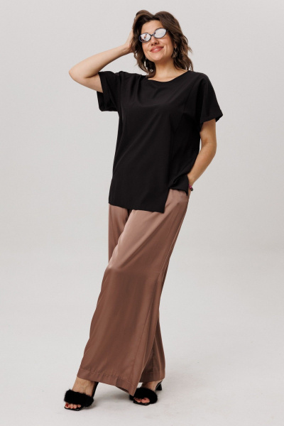 Топ Anelli 1576 черный кофе - фото 6