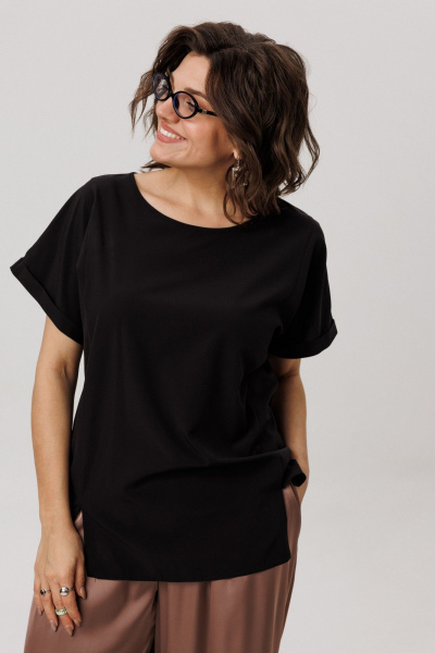 Топ Anelli 1576 черный кофе - фото 5