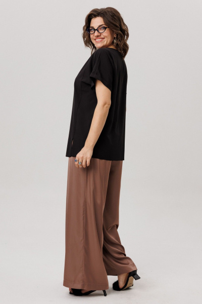 Топ Anelli 1576 черный кофе - фото 4