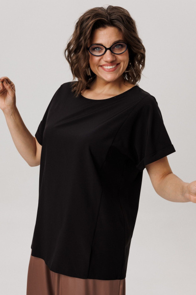 Топ Anelli 1576 черный кофе - фото 1