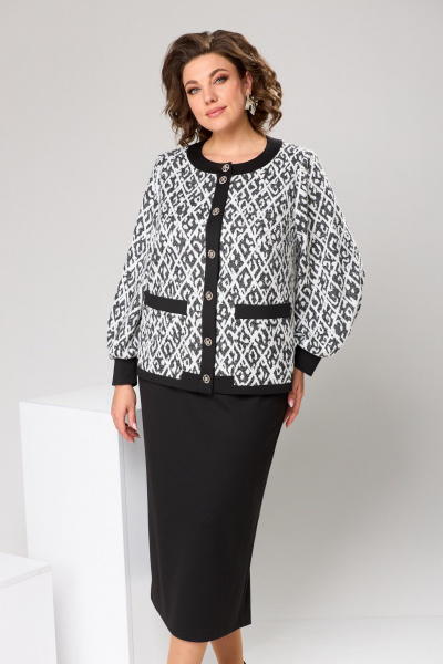 Жакет, юбка Romanovich Style 2-2606 черно-белый - фото 7