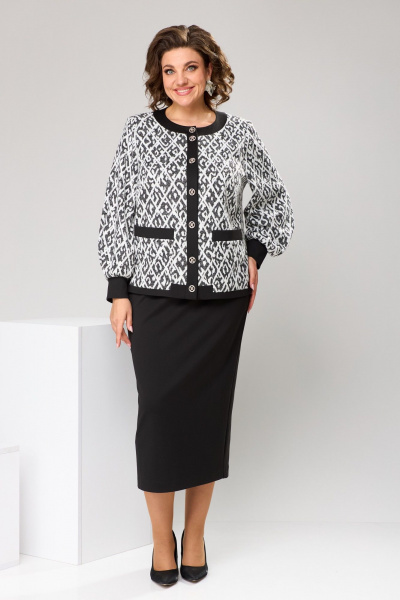 Жакет, юбка Romanovich Style 2-2606 черно-белый - фото 4