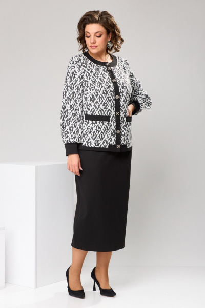 Жакет, юбка Romanovich Style 2-2606 черно-белый - фото 2