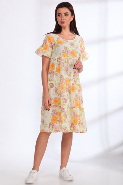 Летнее нарядное платье с объемными воланами Angelina & Сompany 538 желтые_цветы - фото 3