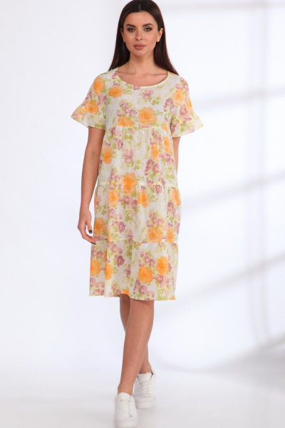Летнее нарядное платье с объемными воланами Angelina & Сompany 538 желтые_цветы - фото 2