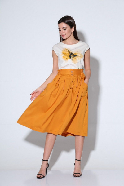 Блуза, юбка Ксения Стиль 1893 горчица - фото 2