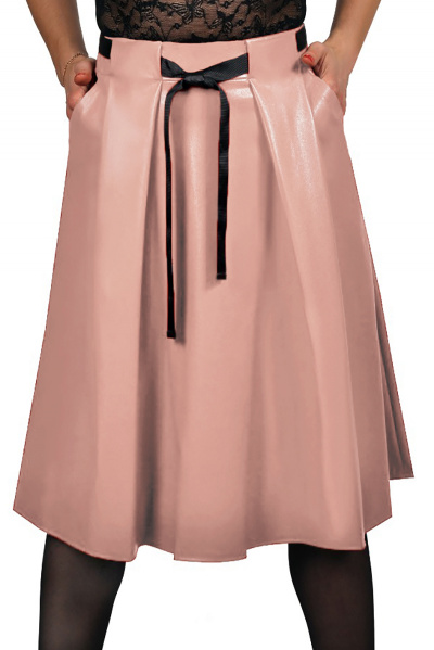 Юбка из экокожи с пуговицами и складками Klever 225 пудра - фото 1