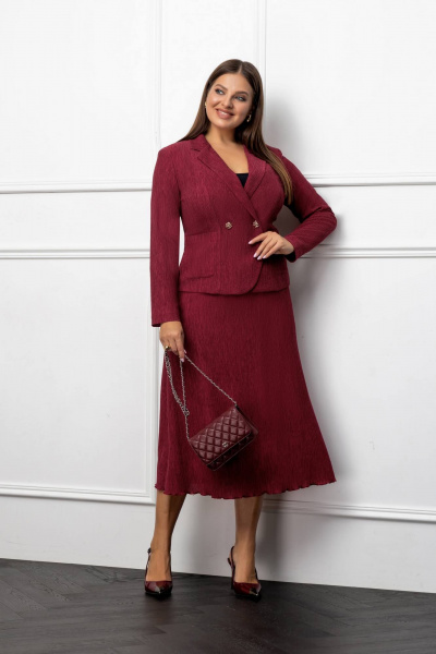 Жакет, юбка Gold Style 2723 бордовый - фото 3