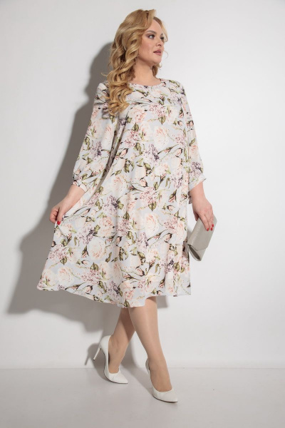 Платье Michel chic 2049 беж+цветы - фото 2