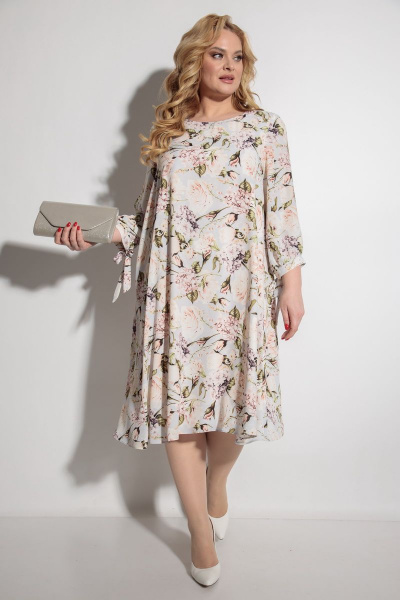 Платье Michel chic 2049 беж+цветы - фото 4
