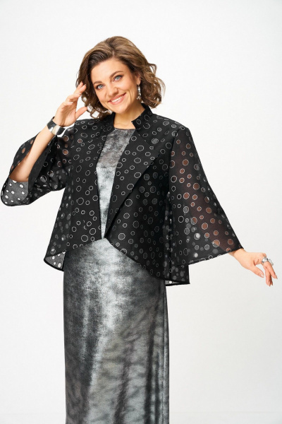 Блуза, платье Koketka i K 1320 серебристый+черный - фото 3