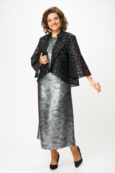 Блуза, платье Koketka i K 1320 серебристый+черный - фото 7