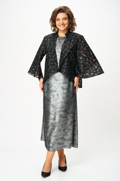 Блуза, платье Koketka i K 1320 серебристый+черный - фото 1