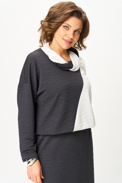 Платье Koketka i K 1322 серый+белый - фото 7