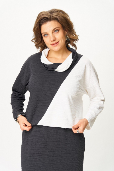 Платье Koketka i K 1322 серый+белый - фото 6