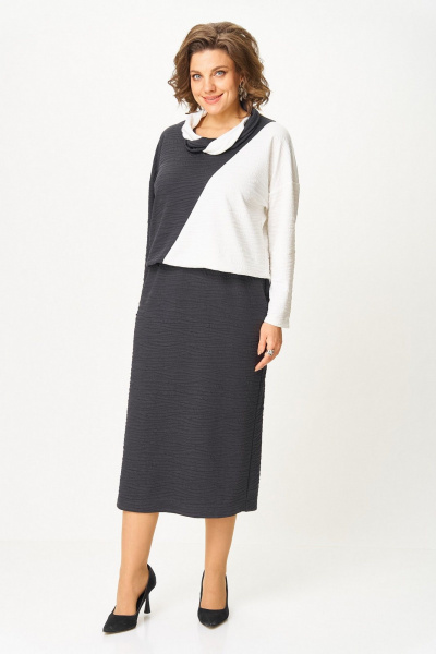 Платье Koketka i K 1322 серый+белый - фото 3