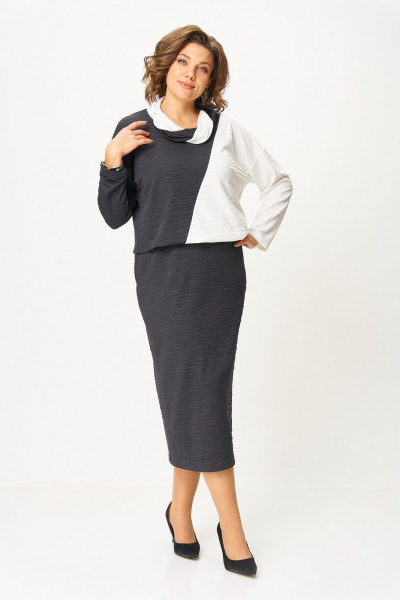 Платье Koketka i K 1322 серый+белый - фото 2