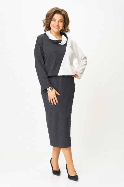 Платье Koketka i K 1322 серый+белый - фото 1