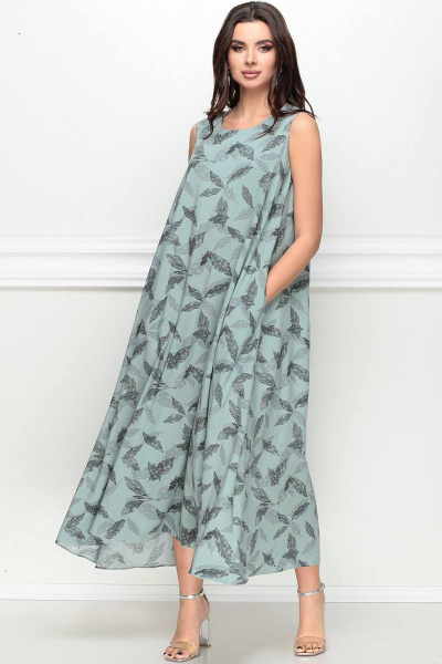 Платье LeNata 11208 на-зеленом-рисунок - фото 3