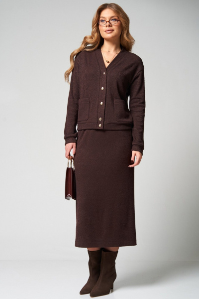 Джемпер, юбка Laikony L-283 шоколадный - фото 2