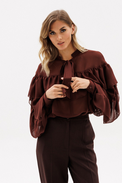 Блуза EOLA 2935 шоколад - фото 8