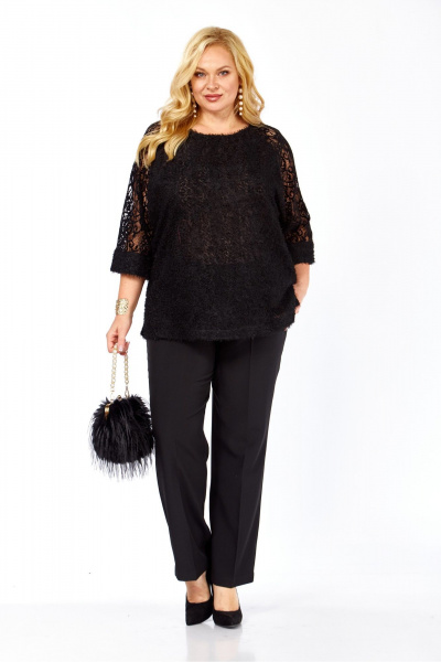 Блуза, брюки Элль-стиль 2426 черный - фото 9