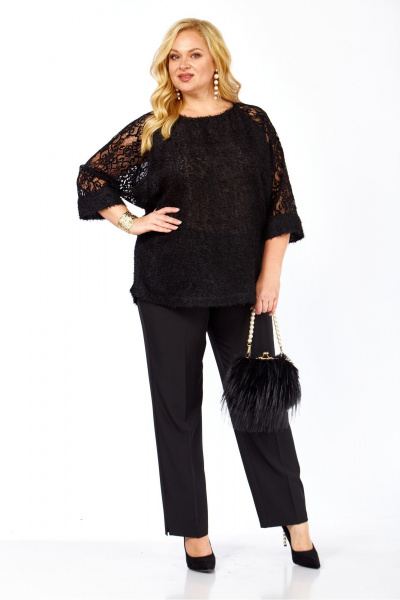 Блуза, брюки Элль-стиль 2426 черный - фото 7