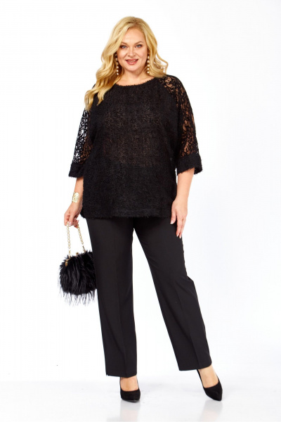 Блуза, брюки Элль-стиль 2426 черный - фото 1