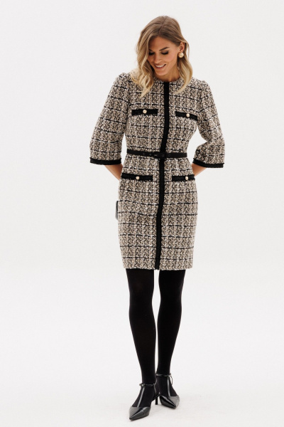 Платье EOLA 2952 бежево-черная_клетка - фото 12